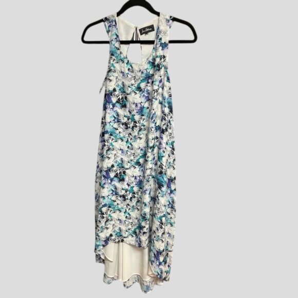 Sam Edelman Blue Floral Cut Out Racerback High-Low Dress - Picture 4 of 14